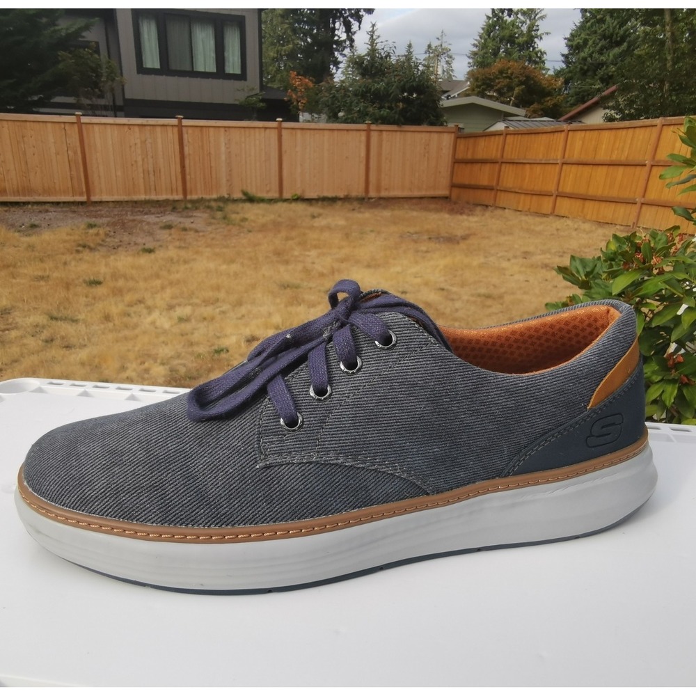 Skechers Men's Size 12 Moreno Ederson #65981W Navy Blue Canvas Oxford Shoes